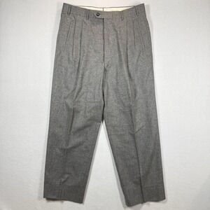 Corneliani Dress Pants Mens 34x29 Gray Pleated Virgin Wool Lined Italy